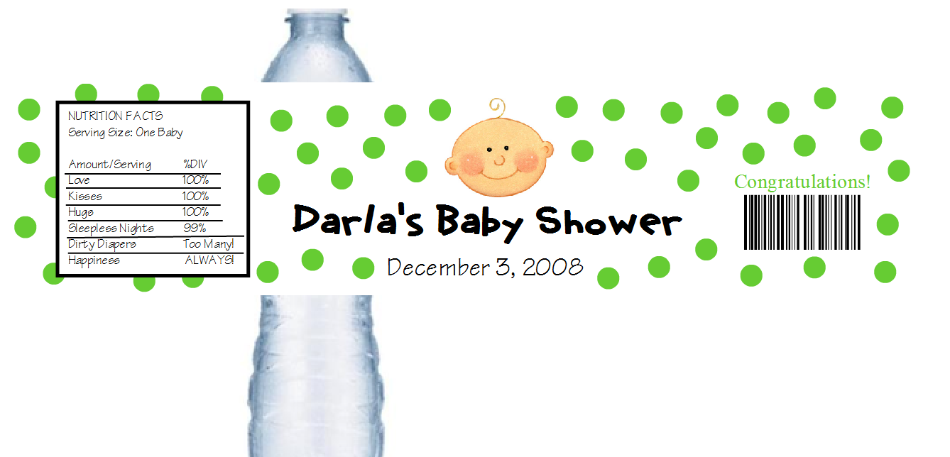 Water Bottle Baby Shower Labels